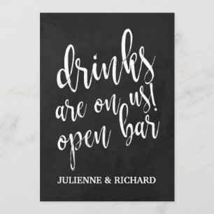 Invitación Letrero de barra abierta de boda con pizarra asequ