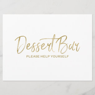 Invitación Letrero de "Barra de Postres" para Boda   Dorado c