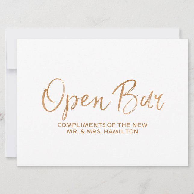 Invitación "Letrero de Barra Libre" Letrero para Boda | Rosa  (Anverso)