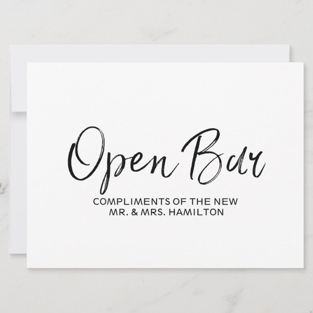 Invitación Letrero de "Barra Libre" para Bodas | Letra con Es (Anverso)