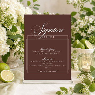 Invitación Letrero de bebidas clásicas de marfil marrón Signa