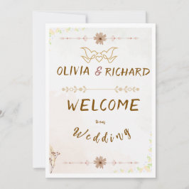 Invitación Letrero de Bienvenida de Boda con Flores Personali