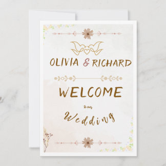 Invitación Letrero de Bienvenida de Boda con Flores Personali