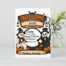 Letrero de Bienvenida de Halloween para Familias c