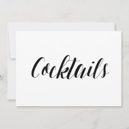 Invitación Letrero de Boda al Estilo Caligrafía "Cócteles"