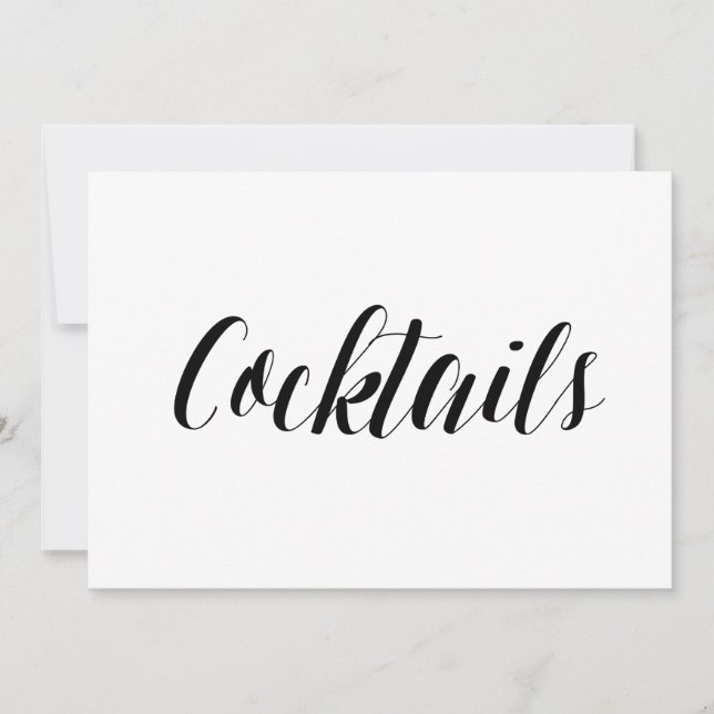 Invitación Letrero de Boda al Estilo Caligrafía "Cócteles" (Anverso)