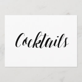 Invitación Letrero de Boda al Estilo Caligrafía "Cócteles"