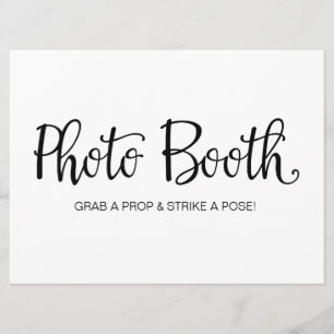Invitación Letrero de Boda con Caligrafía "Cabina de Fotos"