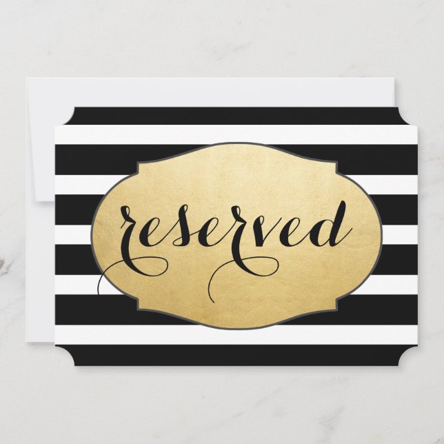 Invitación Letrero de Boda con Franjas Negras Reservado de Ho (Anverso)