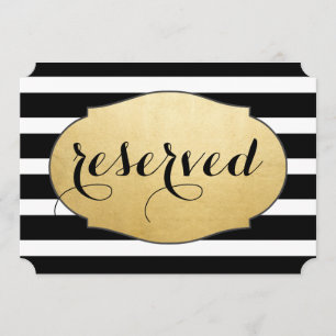 Invitación Letrero de Boda con Franjas Negras Reservado de Ho