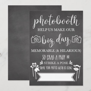 Invitación Letrero de boda con hashtag para cabina de fotos