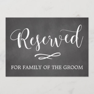 Invitación Letrero de boda de asientos reservados con caligra