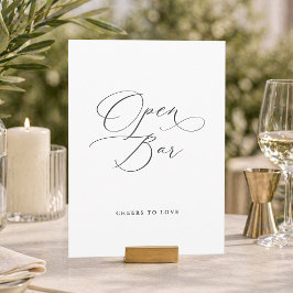 Invitación Letrero de Boda de Bar Abierto Elegante | Minimali