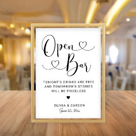 Invitación Letrero de Boda de Barra Abierta con Letra de Cora
