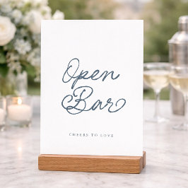 Invitación Letrero de Boda de Barra Libre Azul Polvoriento