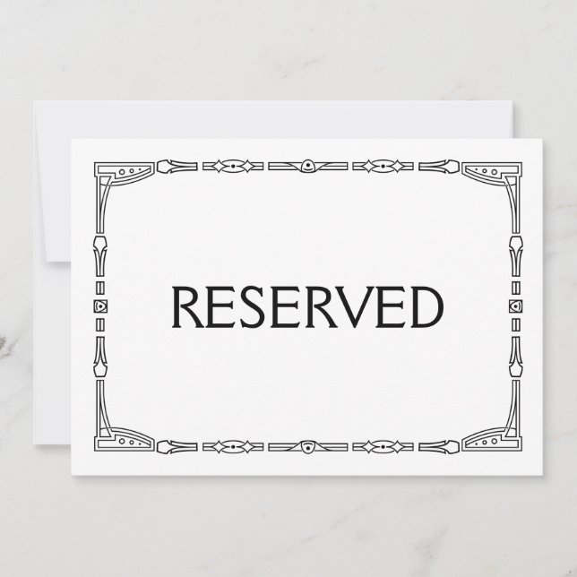 Invitación Letrero de Boda de Estilo Art Deco "Reservado" (Anverso)