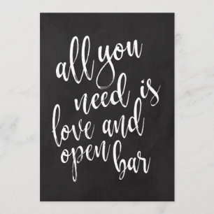 Invitación Letrero de boda de pizarra de barra abierta asequi