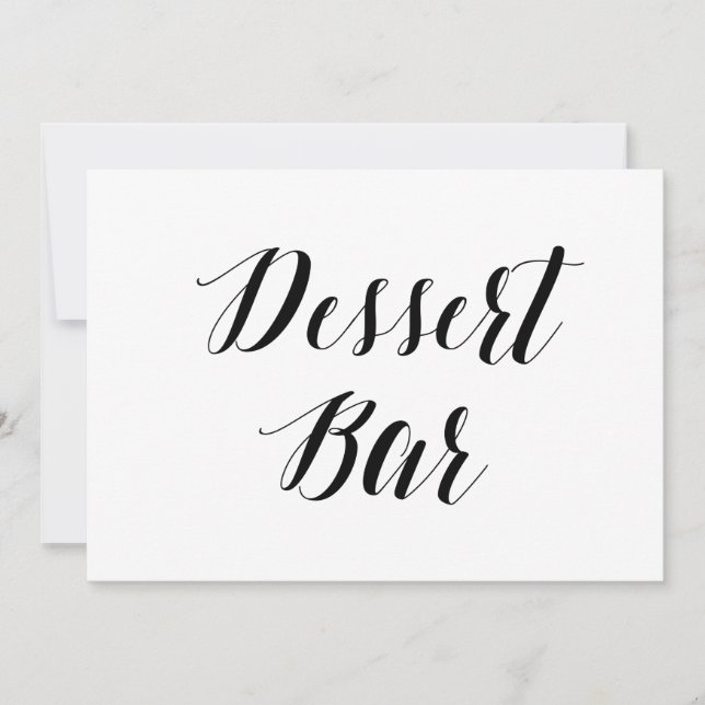 Invitación Letrero de Boda Estilo Caligrafía "Dessert Bar" (Anverso)