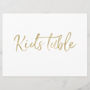 Invitación Letrero de Boda "Mesa de Niños"   Letras Doradas c