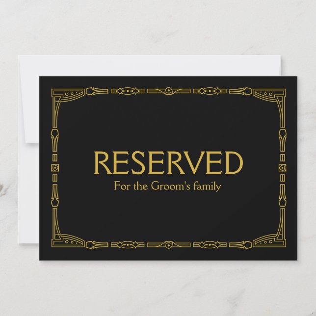 Invitación Letrero de Boda Personalizado "Reservado" Dorado E (Anverso)