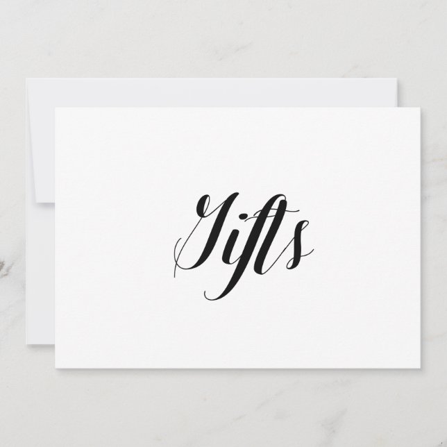 Invitación Letrero de Boda "Regalos" con Estilo Caligráfico (Anverso)