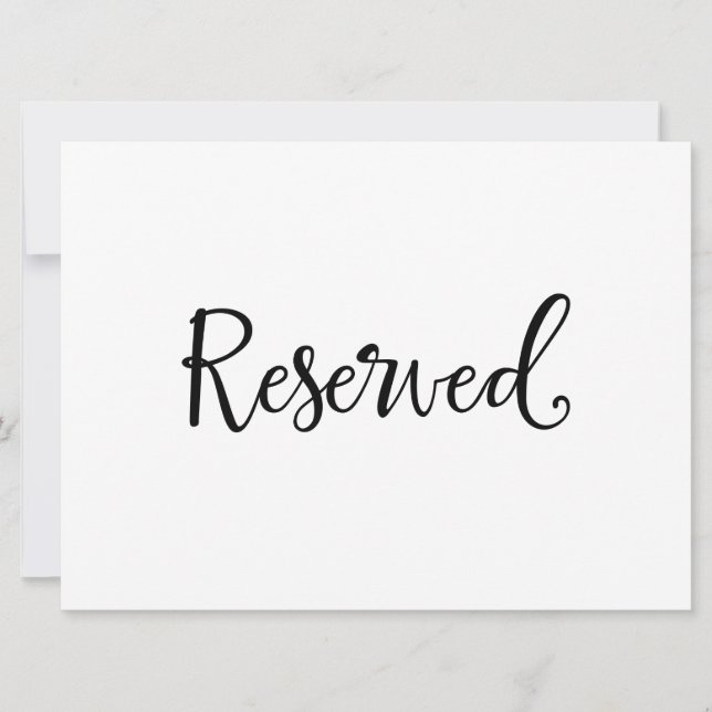 Invitación Letrero de boda "Reservado" | Caligrafía Rústica (Anverso)