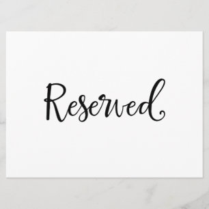 Invitación Letrero de boda "Reservado"   Caligrafía rústica