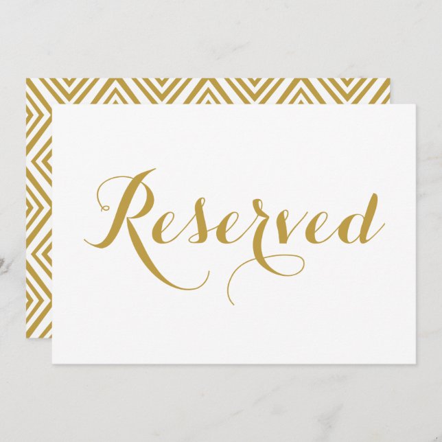 Invitación Letrero de Boda Reservado con Caligrafía Moderna D (Anverso / Reverso)