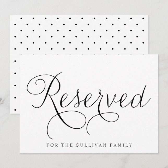 Invitación Letrero de Boda Reservado con Escritura Dainty Neg (Anverso / Reverso)