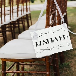 Invitación Letrero de Boda Reservado con Floritura Negra Eleg