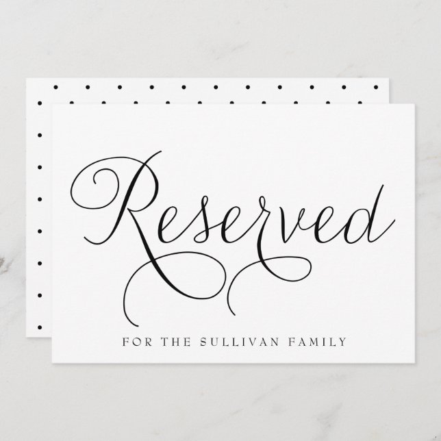 Invitación Letrero de Boda Reservado con Letra Script Dainty  (Anverso / Reverso)