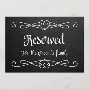 Invitación Letrero de Boda "Reservado para la Familia del Nov