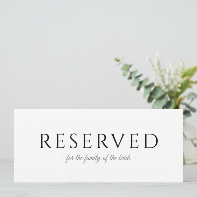Invitación Letrero De Boda Tipografía Simple Reservado Colgan (Anverso de pie)