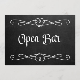 Invitación Letrero de Bodas de "Bar Abierto" Estilo Pizarra