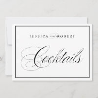 Letrero de Bodas Elegante Cócteles Borde Negro