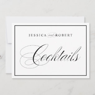 Invitación Letrero de Bodas Elegante Cócteles Borde Negro
