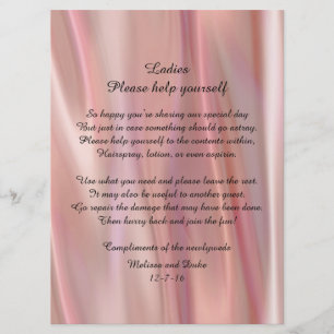 Invitación Letrero de Canasta de Boda con Aspecto de Satén Ro