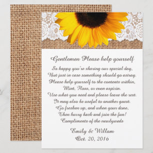 Invitación Letrero de Canasta para Baño de Hombres en Boda