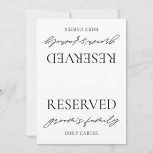 Invitación Letrero de Cartel de Mesa Reservada de Boda Blanco