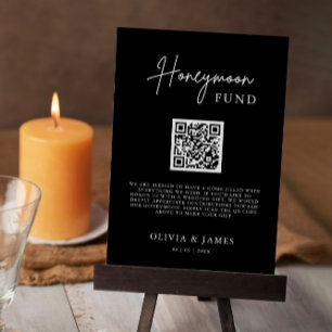 Invitación Letrero de Código QR del Fondo de Luna de Miel, Bo