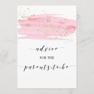Invitación Letrero de consejo de acuarela rosa y dorado