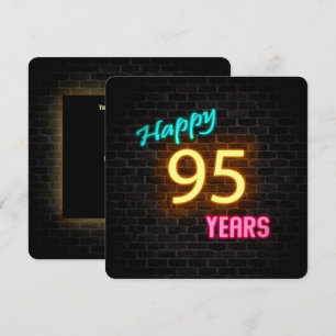 Invitación Letrero de cumpleaños número 95 de neón brillante