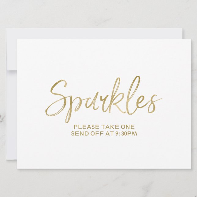 Invitación Letrero de Despedida de "Chispas" de Boda Dorada (Anverso)