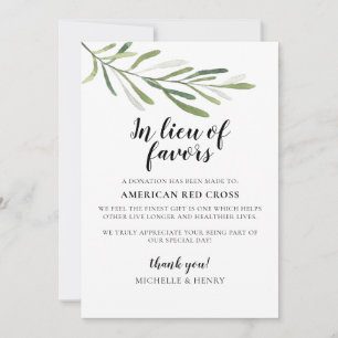 Invitación Letrero de donación de boda en lugar de favores