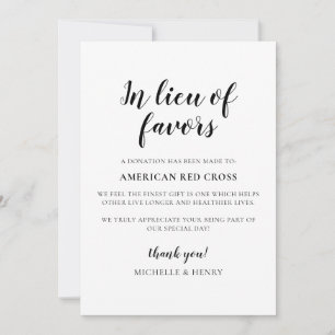 Invitación Letrero de donación de boda en lugar de favores