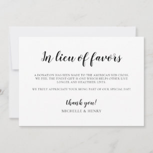 Invitación Letrero de donación de boda en lugar de favores