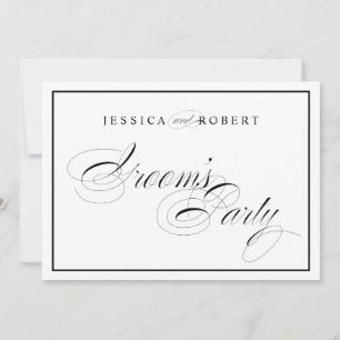 Invitación Letrero de fiesta del novio de boda elegante con b