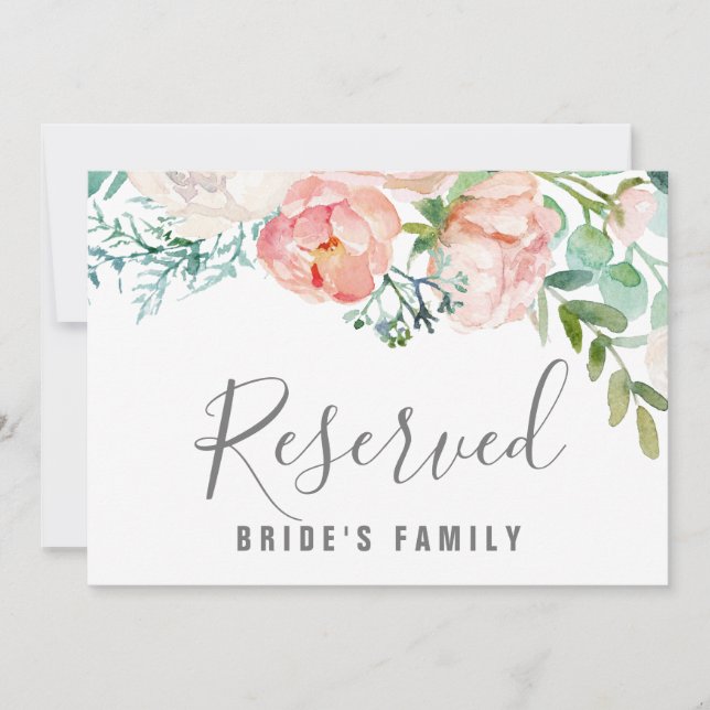 Invitación Letrero de flores de peonía románticas reservadas (Anverso)
