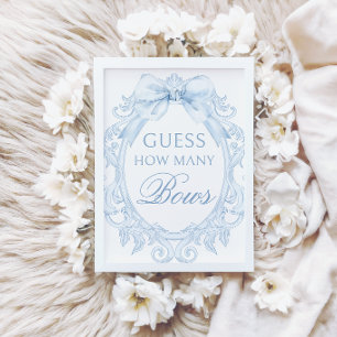 Invitación Letrero de Juegos de Baby Shower de Toile Azul Cuá