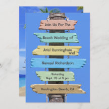 Letrero de la playa Boho Boda Tropical